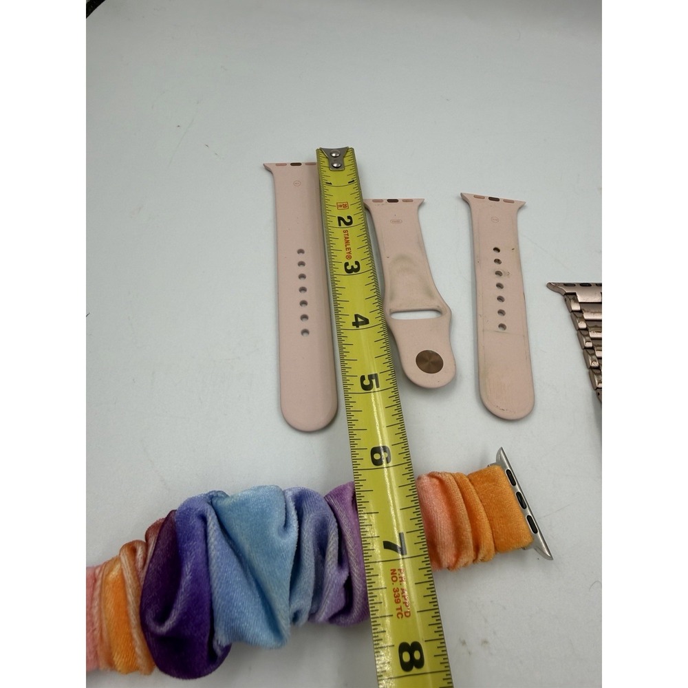 Lot Of Apple Watch Bands, Variety, Rose Gold Steel, Scrunchie, & Plastic & LINKS - Picture 10 of 13